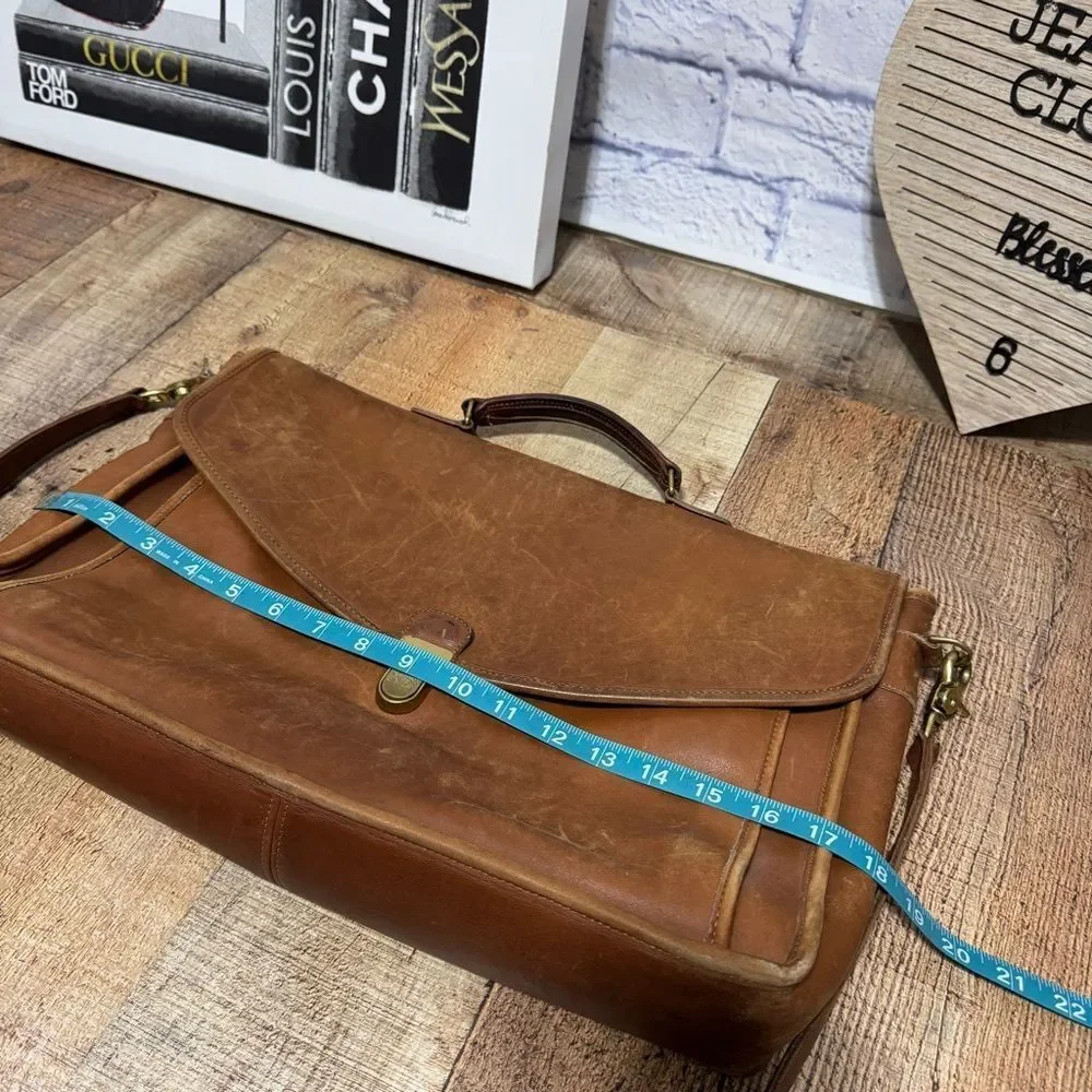 RARE COACH Morgan Glove Tanned Leather Brass Briefcase Made in USA 0602-307